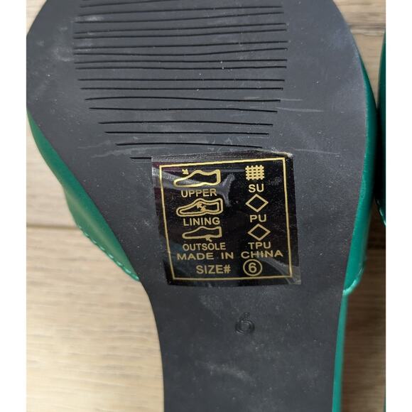 Azalea Wang Ashley Stiletto Heels 6 Green Rhinestone Ankle Strap Pointed Toe - Picture 10 of 10